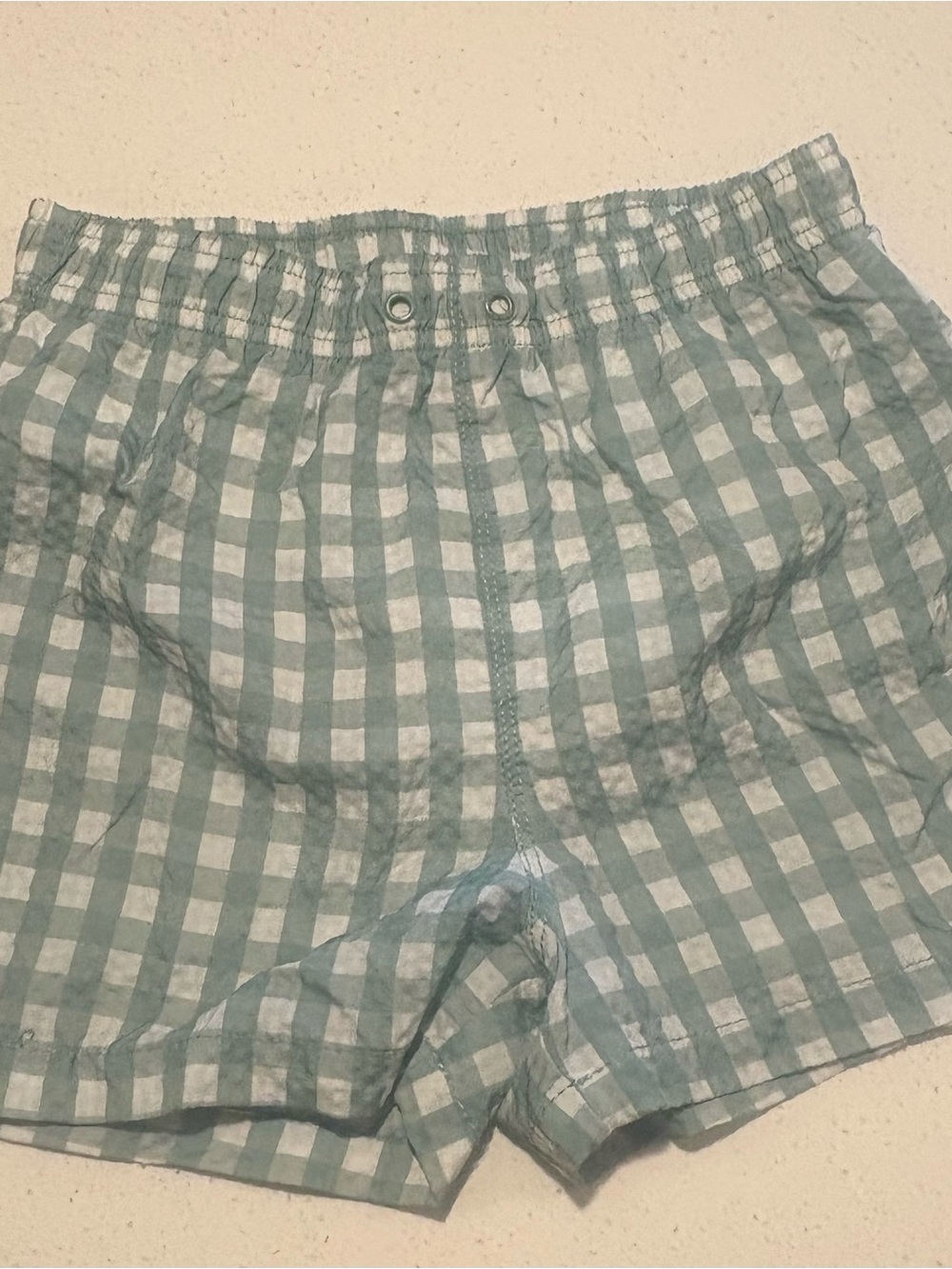 Zara Mint Green and White Gingham swim shorts
